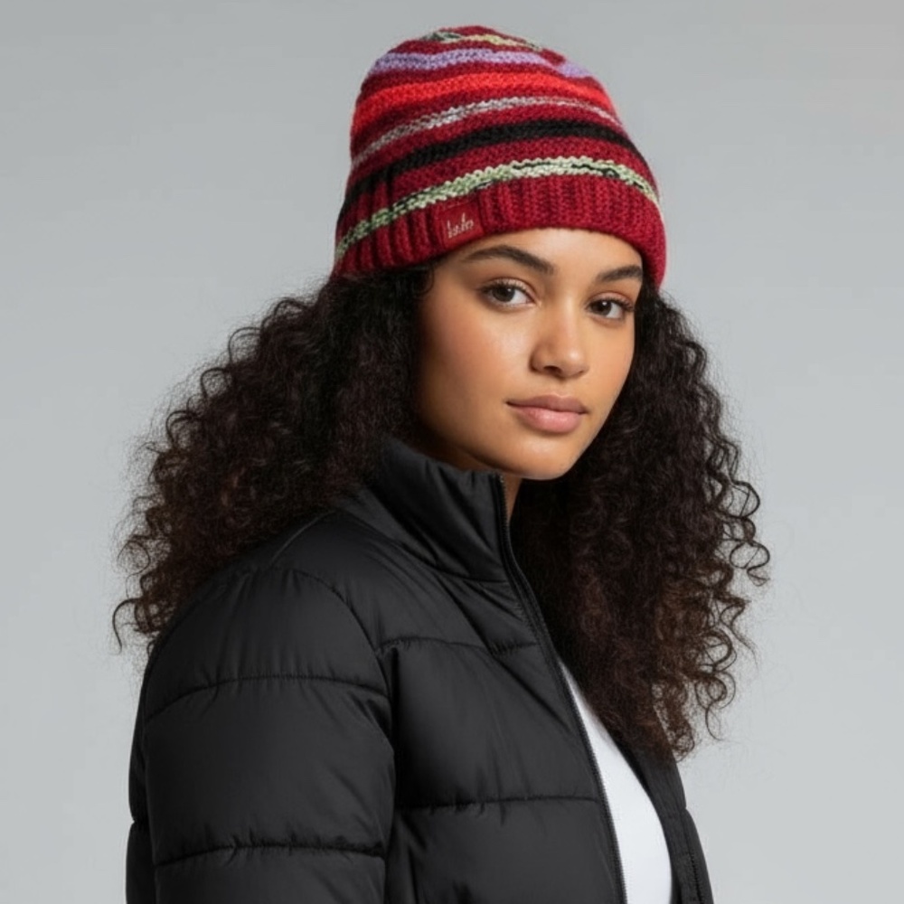 BULA WOMEN'S MULTI-STRIPED WOOL KNIT BEANIE - O/S